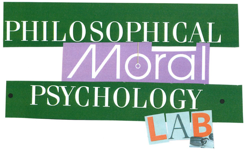 Green and purple graphic showing words Philosophical Moral Psychology Lab
